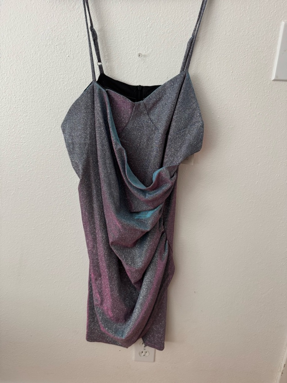 Cider Black Dress with Iridescent Blue-Purple Straps